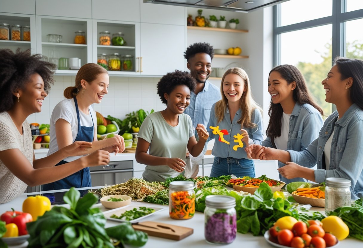Mange mennesker i køkkenet